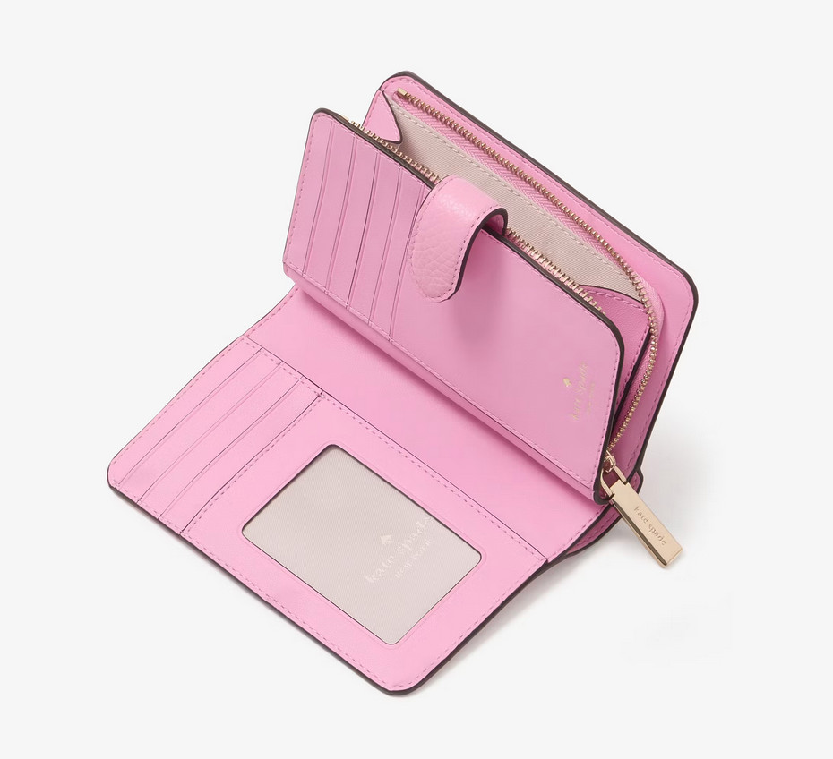 Kate Spade Lena Medium Compact Bifold Wallet Pebbled Leather KH787 Mandavilla