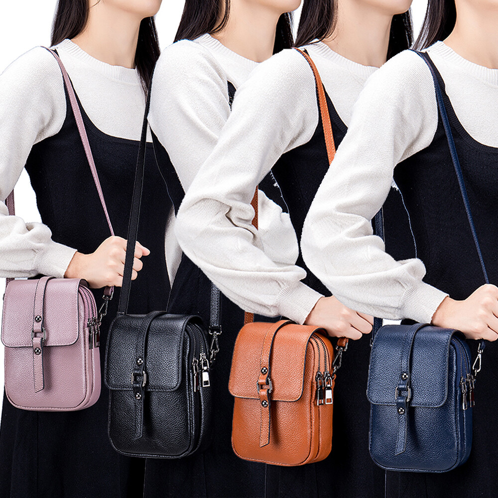 Womens Small Crossbody Bag Genuine Leather Vintage Shoulder Bag Cell Phone Purse