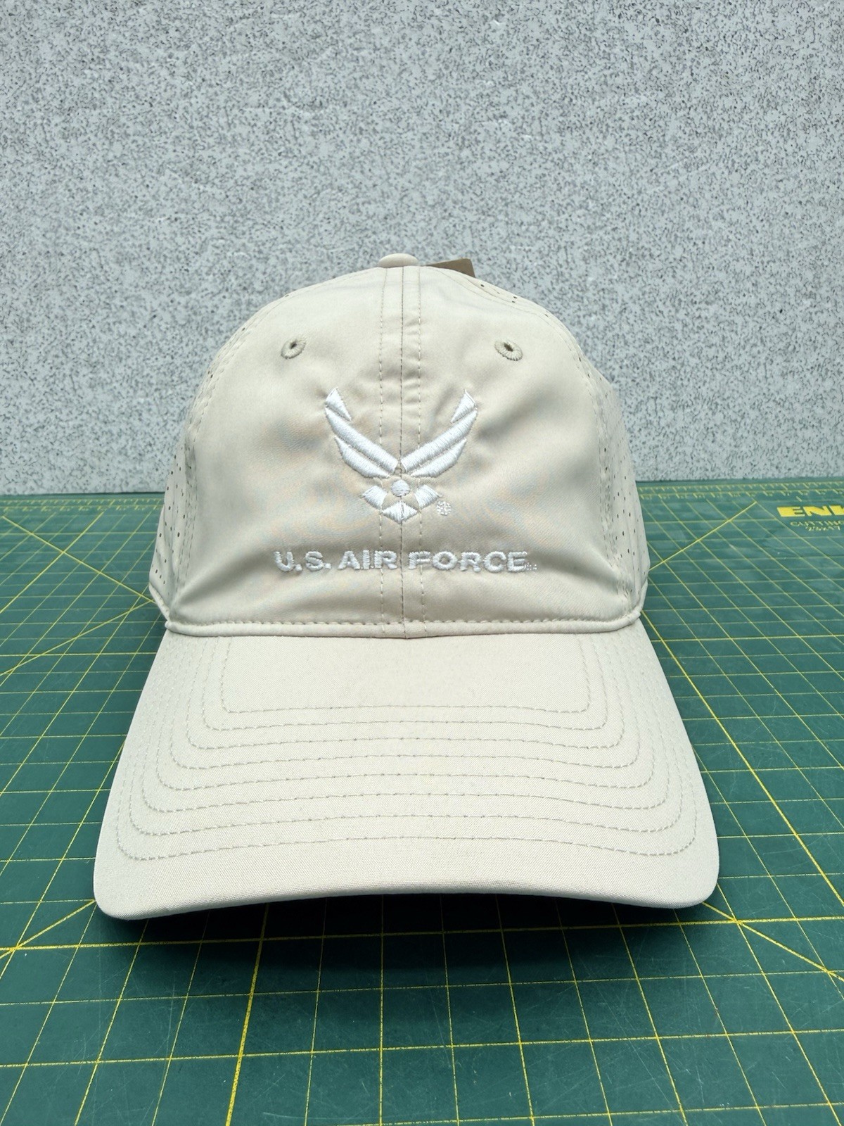 United States Air Force USAF New Wing Logo Beige StrapBack Hat Cap – by The Game