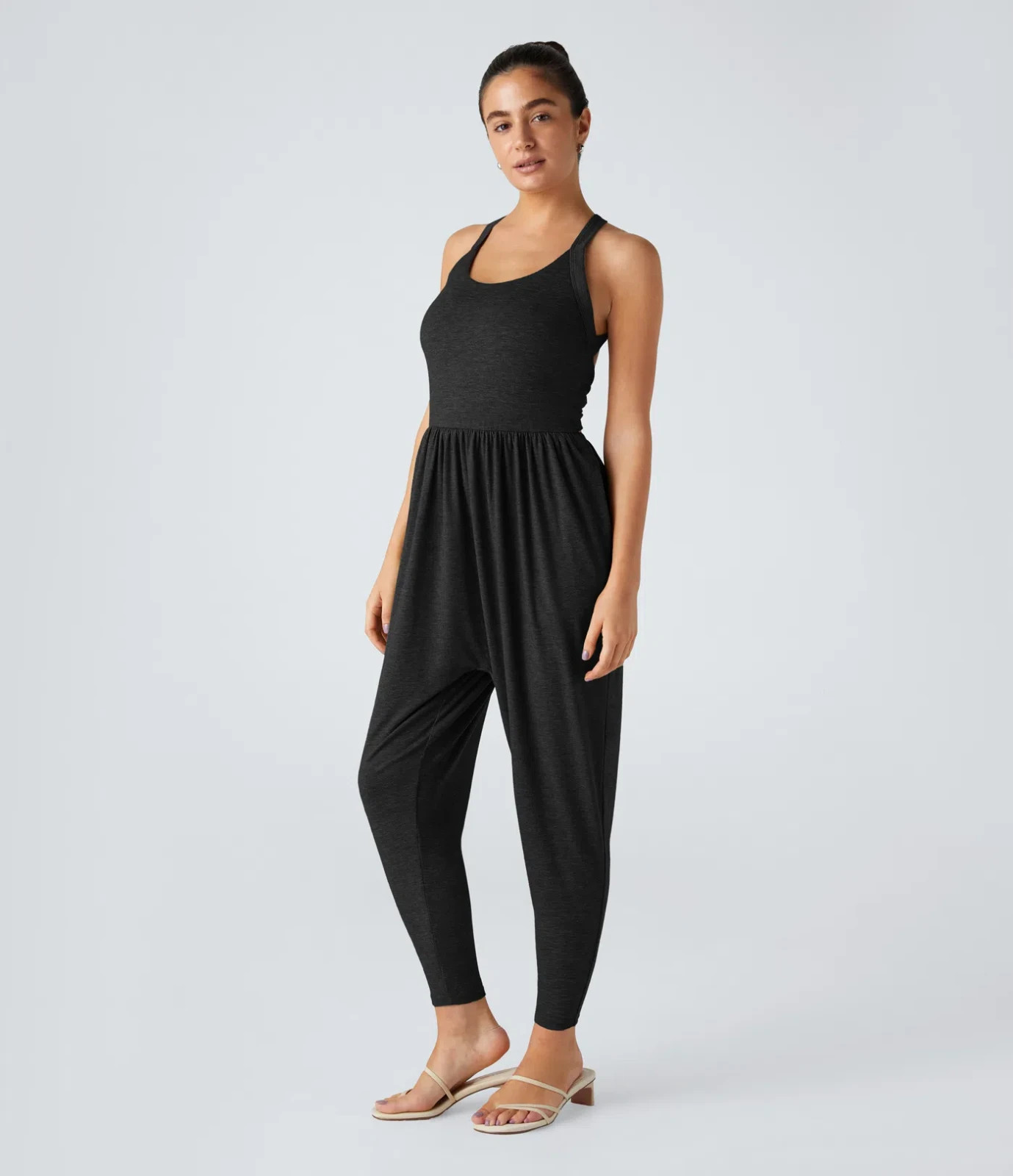 Halara Plus Size XL 20 Backless Twisted U Neck Pocket Harem Jumpsuit Easy Peezy