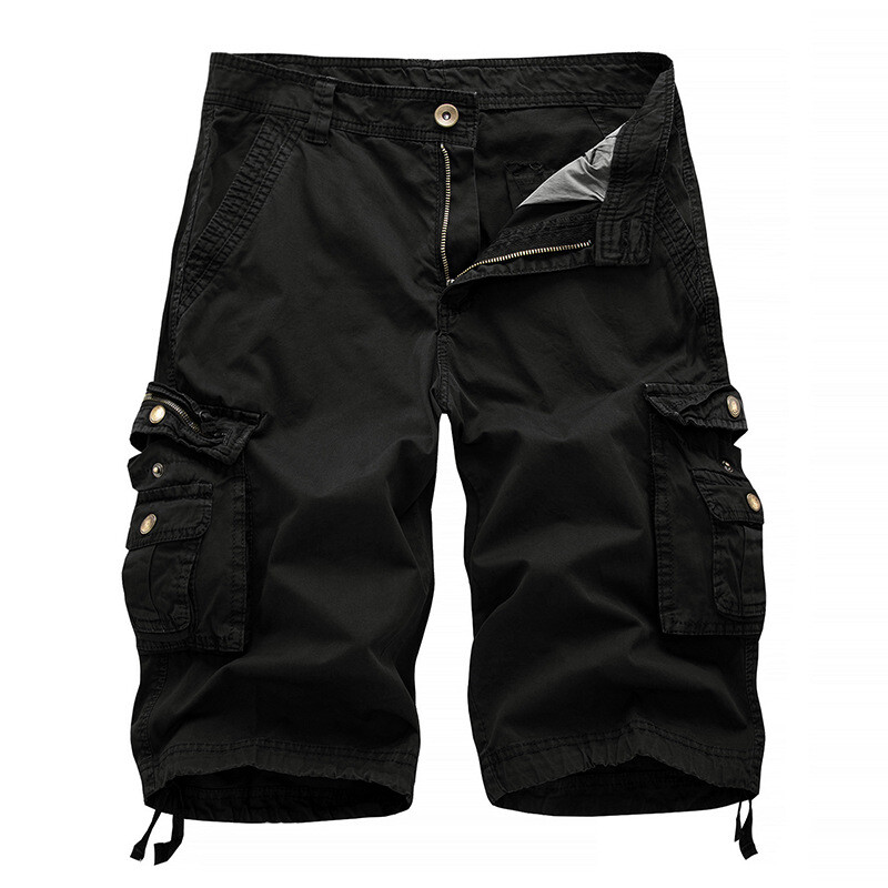 Mens Casual Solid Cargo Shorts Multi Pockets Washed Lounge Size 30-48