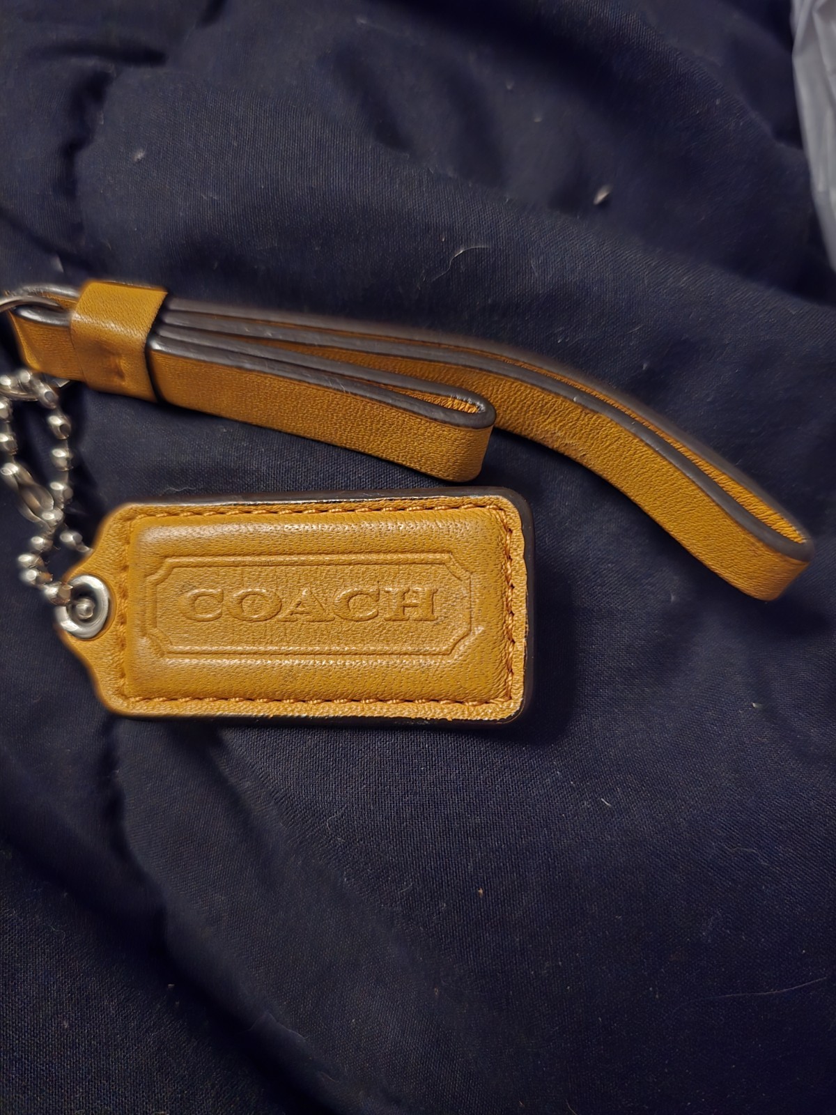 Coach Vintage Tan Luggage Tag Key Fob Leather Hang Tag With Strap detachable