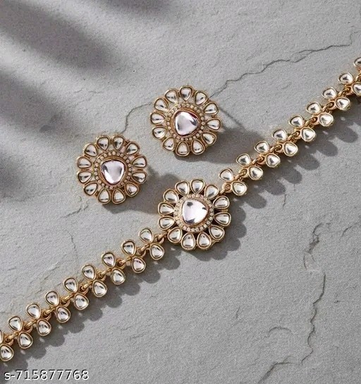 Indian Bollywood Gold Plated Kundan Choker Bridal Necklace Earrings Jewelry Set