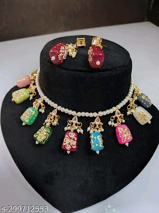 Indian Bollywood Gold Plated Kundan Choker Bridal Necklace Earrings Jewelry Set