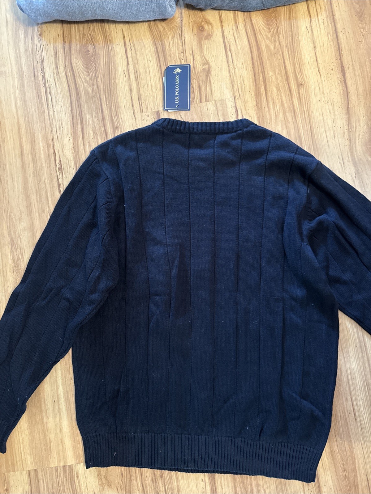 U.S. POLO ASSN Black Crewneck Sweater Pony Mens Sz XL Cable Knit NWT Preppy