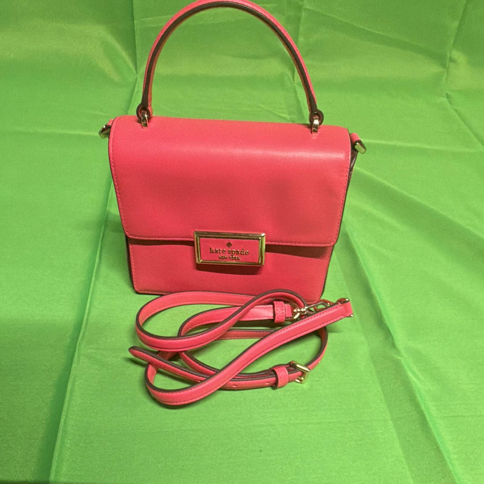 kate spade new york Pink Small Satchel Top Handle Crossbody Flap Gold Hardware