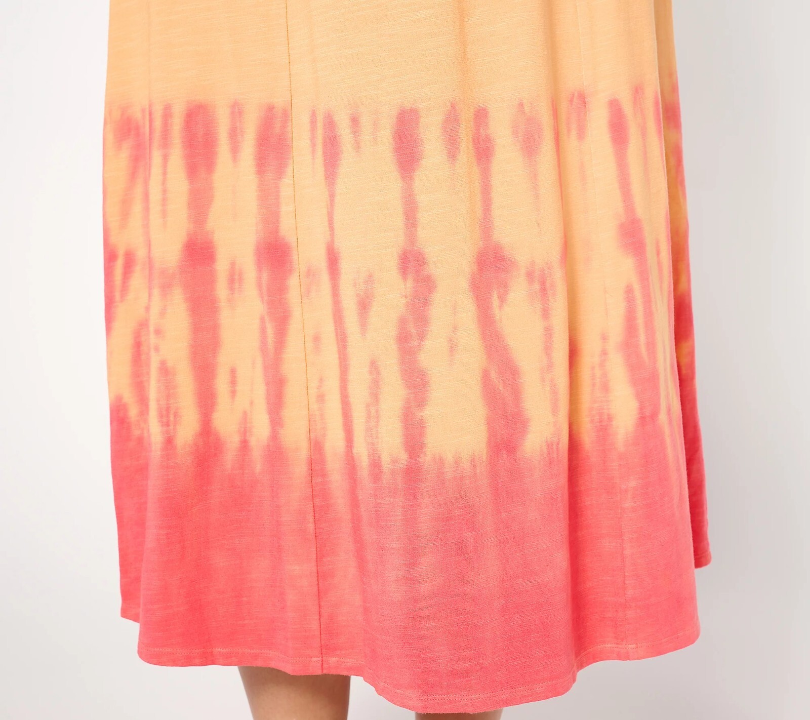 NWT ANYBODY PETITE SLUB KNIT DIP DYE SHIBORI MIDI DRESS, APRICOT, MED