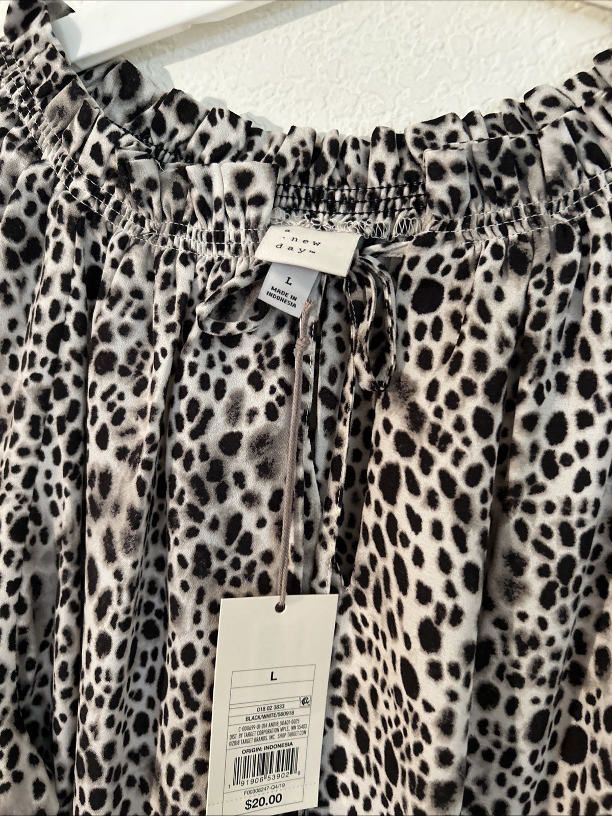 A New Day Women’s Cheetah Print Blouse, Black/White, Large