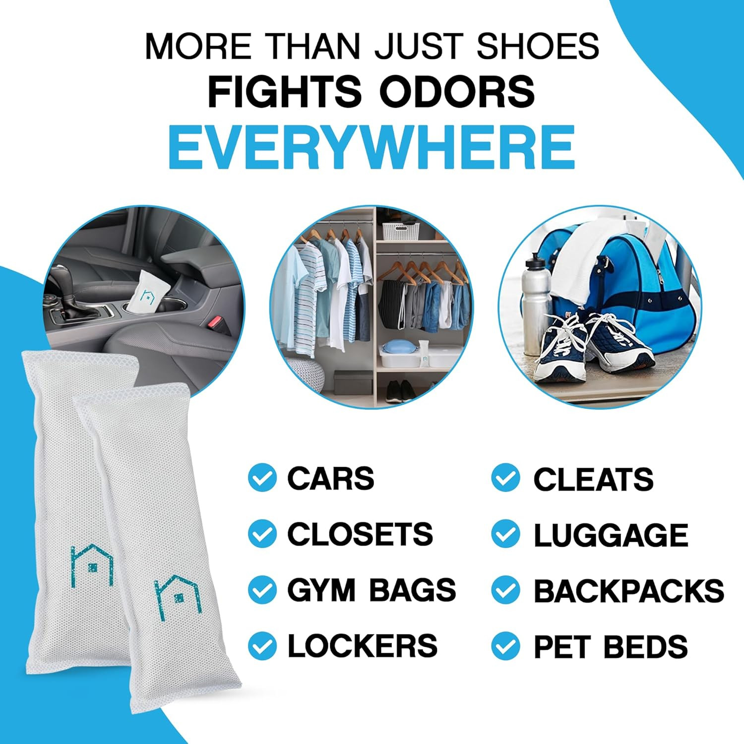 Shoe Deodorizer 2-Pack (4 Count) – Odor Eliminator, Air Freshener, Smell Absorbe