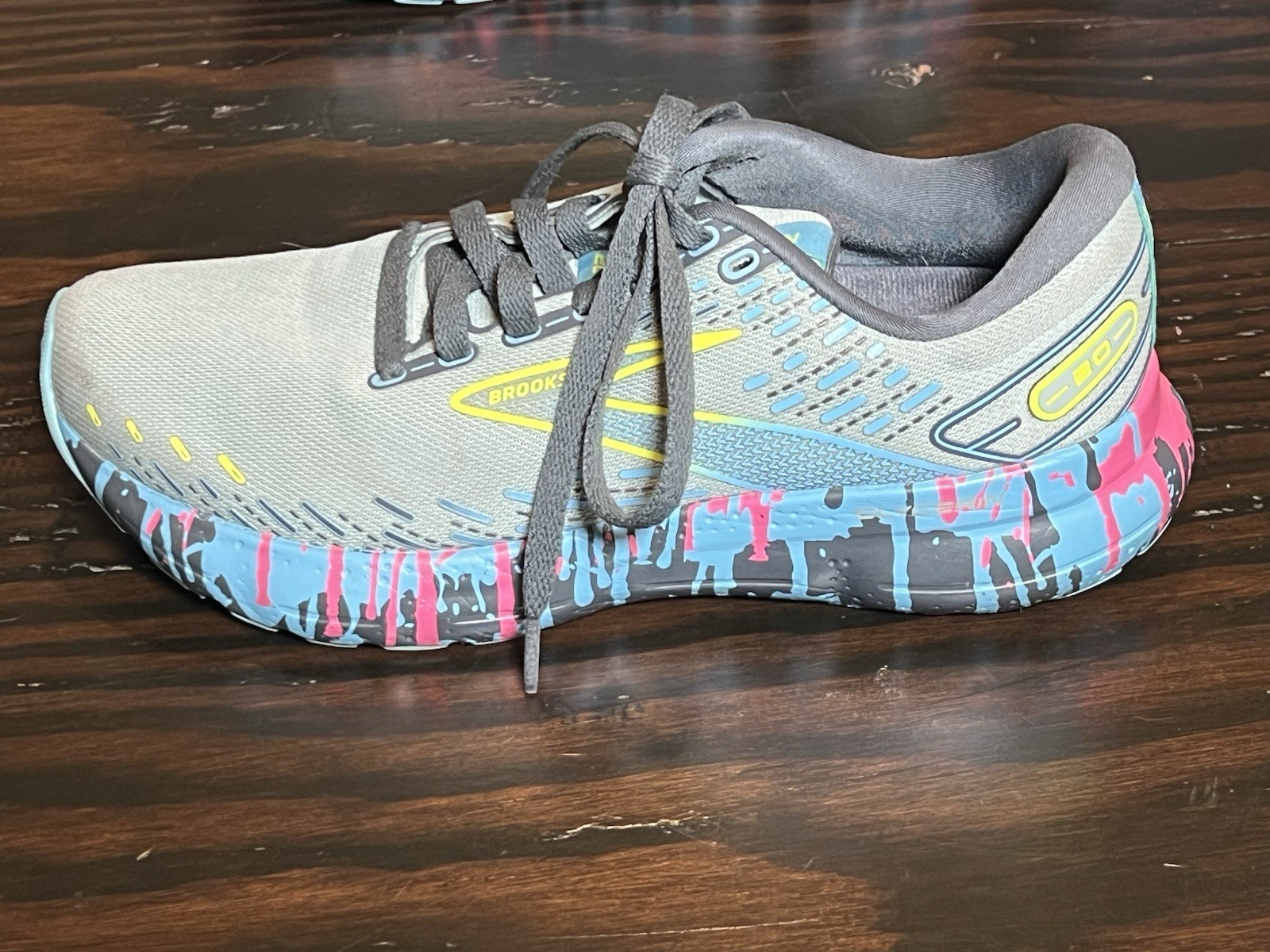 Brooks Glycerin 20 Womens 9.5 Running Shoes – Black/Blue/Pink Paint Drip Splat