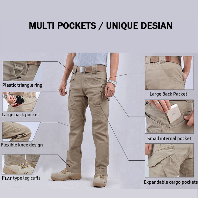 US Men Tactical Cargo Pants Soldier Straight-fit Work Combat Trousers Outdoor AA