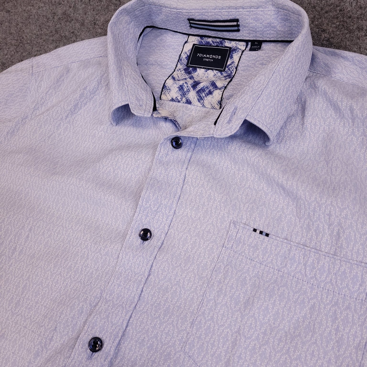 7D 7 DIAMONDS Men’s Casual Button-Down Shirt XL Blue Cotton Blend Stretch