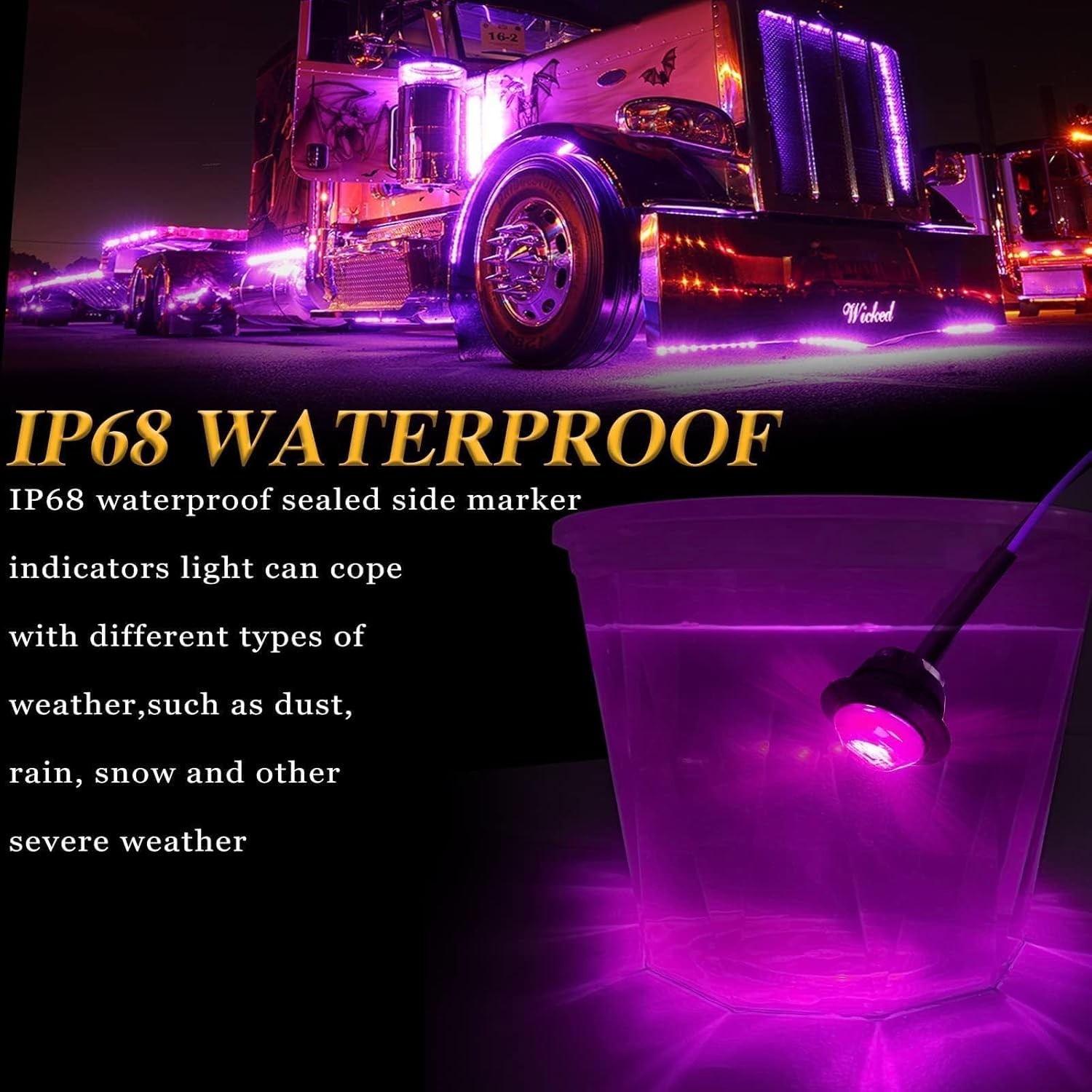 20pcs Purple 3/4″ 12V Round LED Side Marker Clearance Color: 20Purple(Smoked)