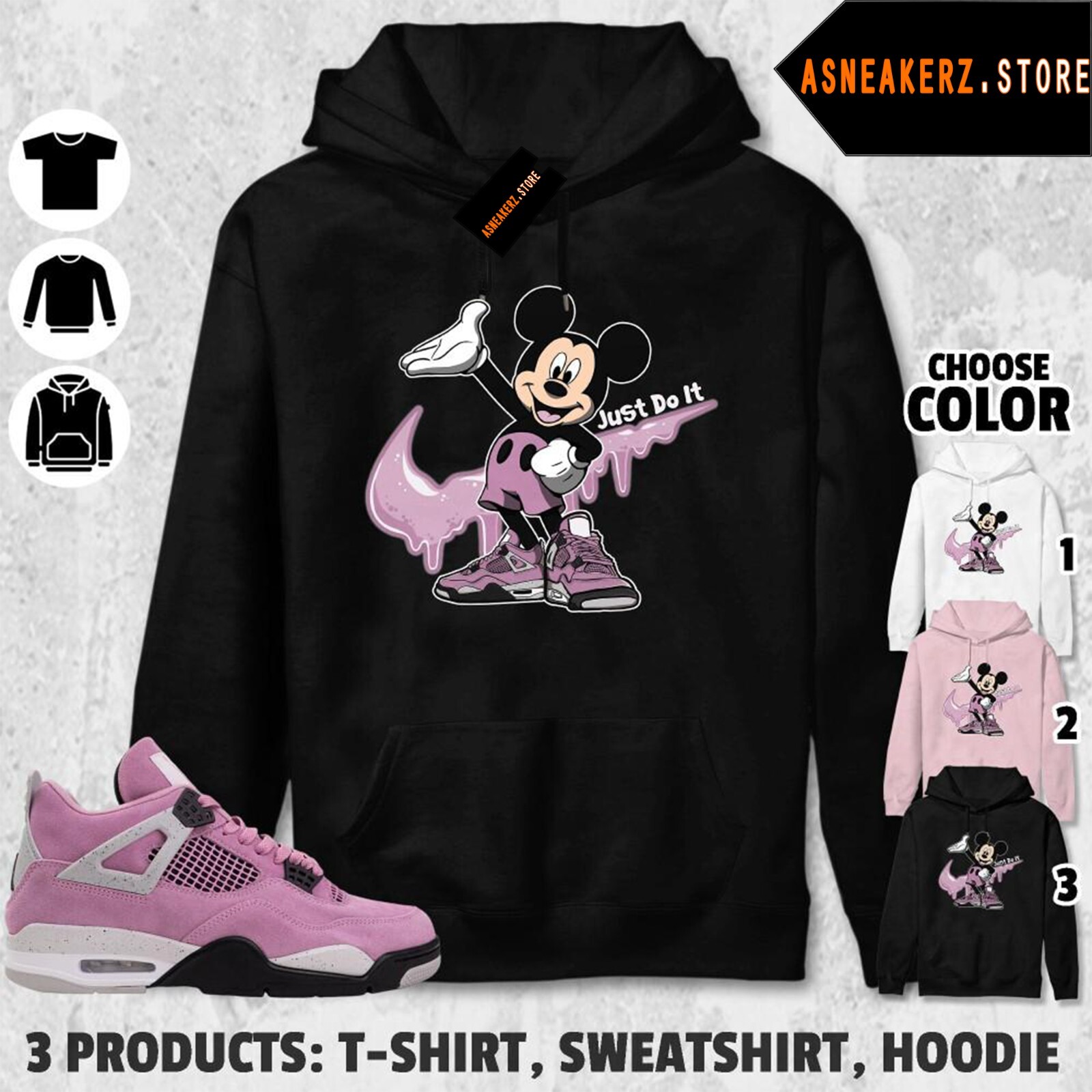 Shirt To Match Jordan 4 Orchid Sneaker Matching Tee Drip M Mouse T-Shirt