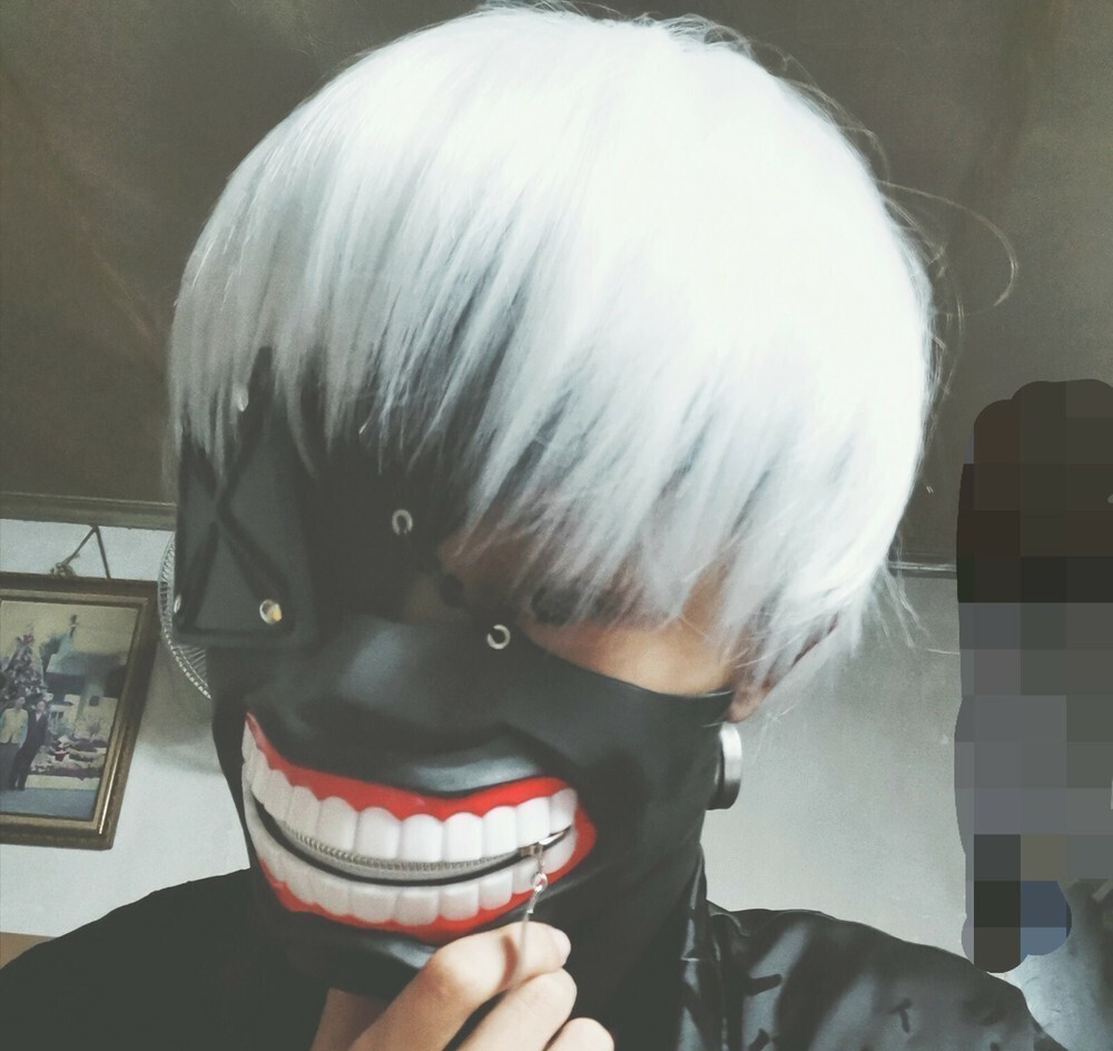 Anime Tokyo Ghoul Mask Ken Kaneki Hood Mask Halloween 3D Rubber Cosplay Prop