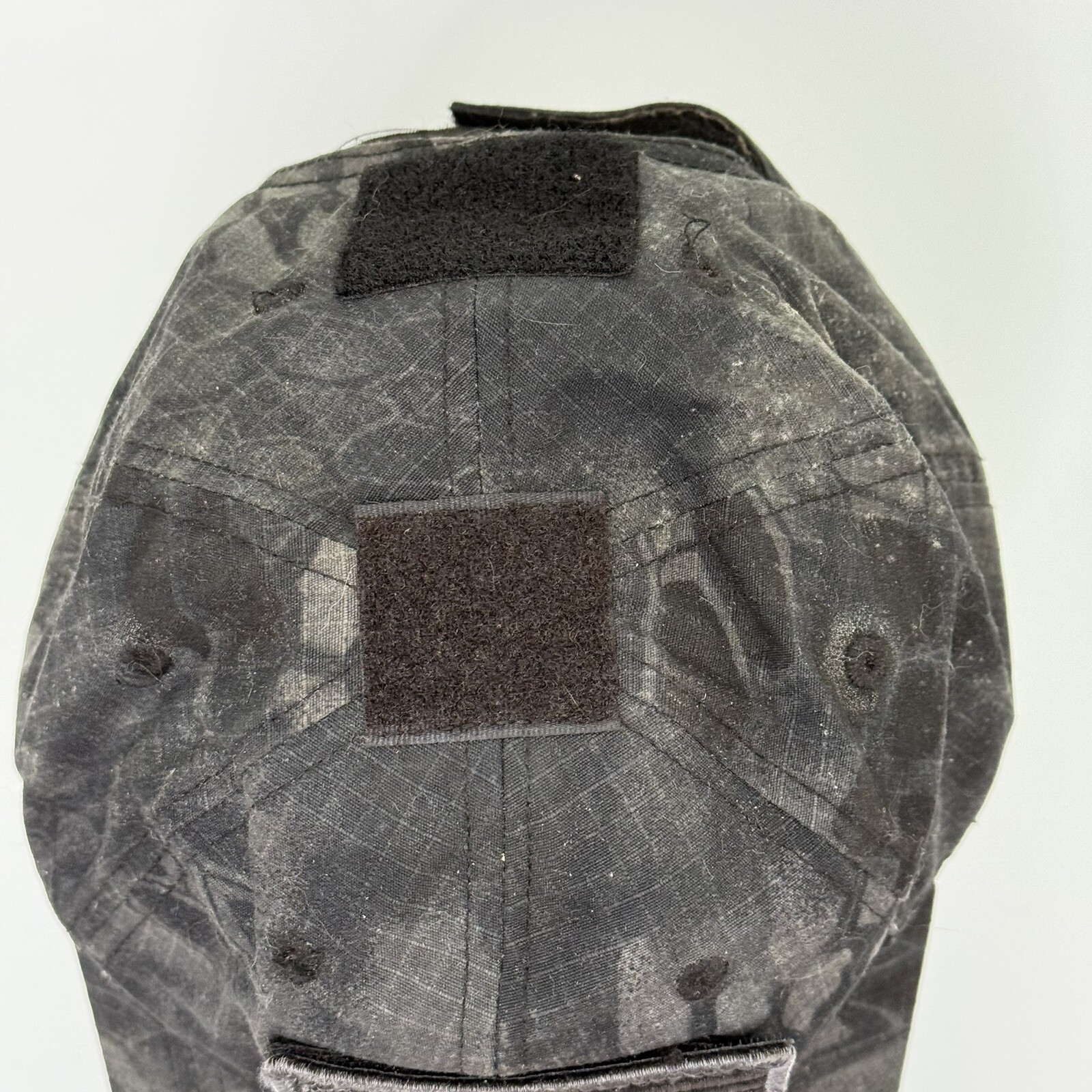 Tactical Air Mesh Low Crown Flex Military Hat Front Flag Patch Black EUC