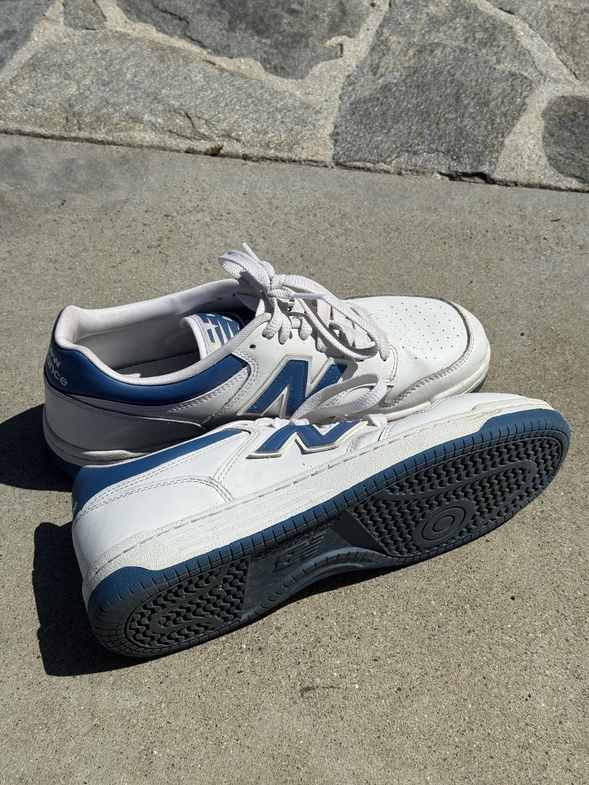 New Balance 480 Men’s White/Blue Lace-Up Low Top Leather Sneakers BB480LBL