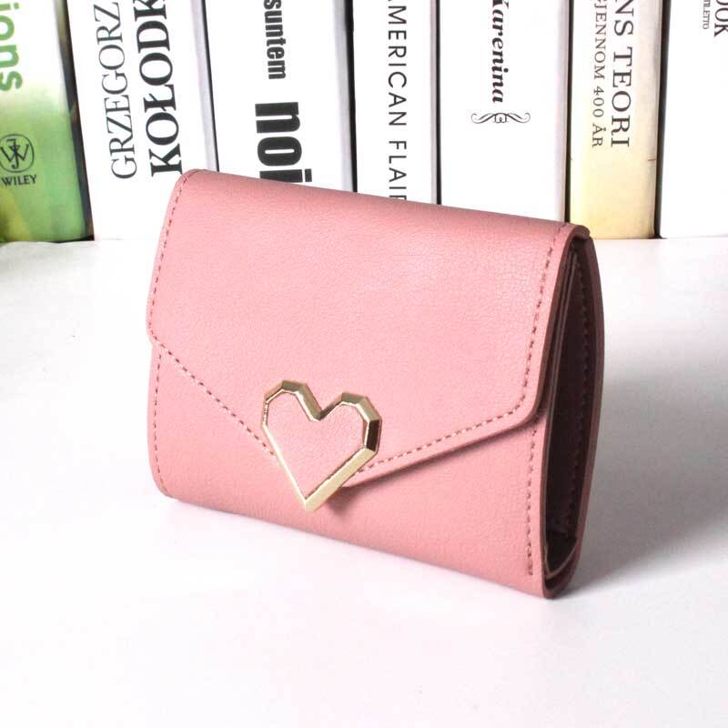 Cute Love Heart Hasp Trifold Wallet Ladies Mini Handbag Clutch Bag Coin Purse