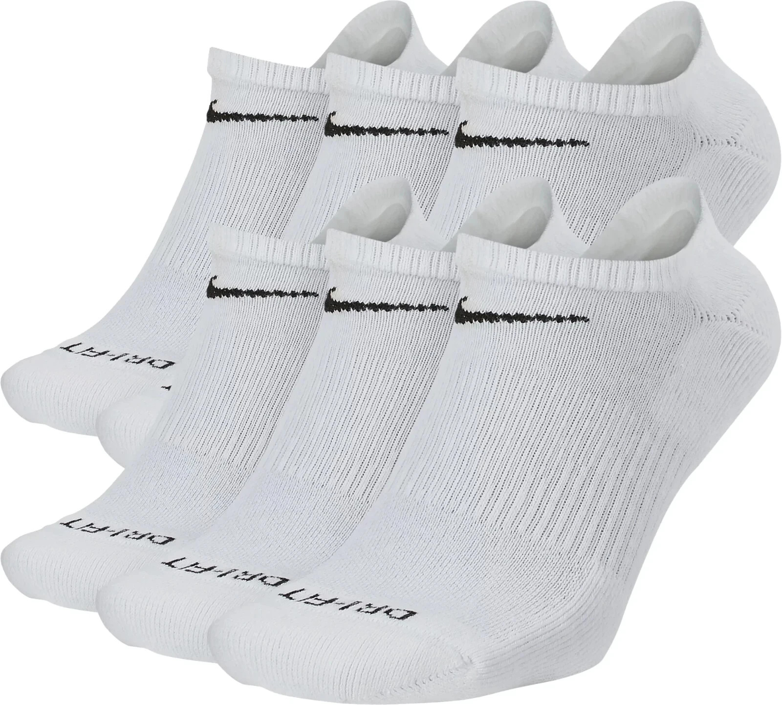 Nike 6-pack Everyday Plus DRI-FIT No Show Socks Women 6-10, Men 6-8 White