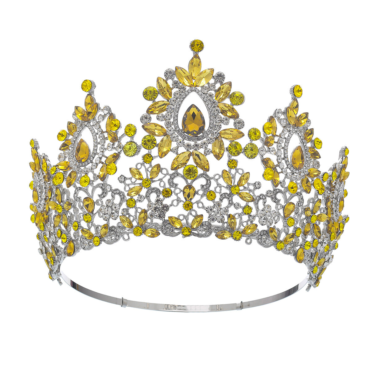 11cm Tall Crystal Tiara Crown Wedding Queen Princess Prom Adjustable For Women