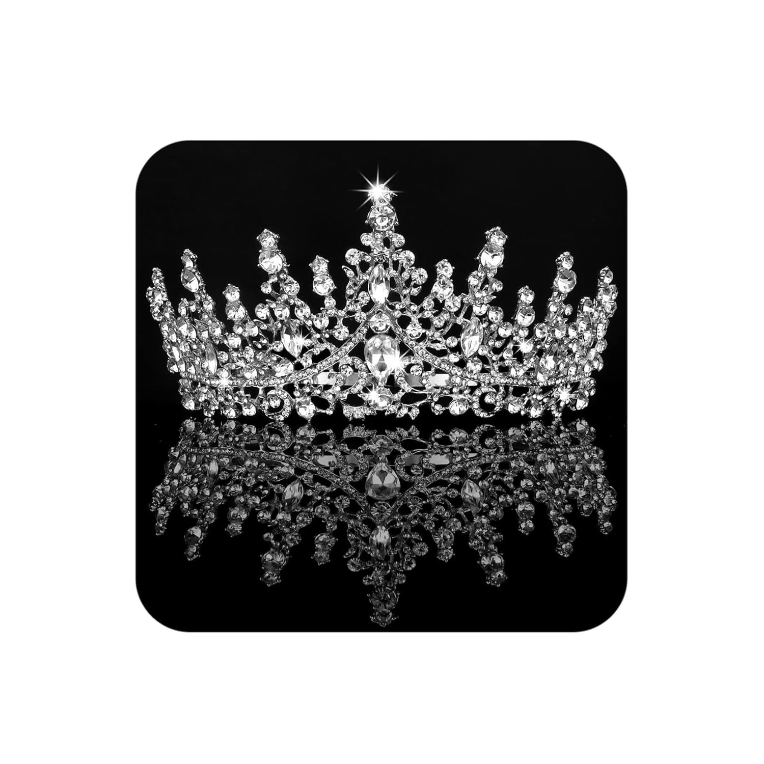 COCIDE Tiara and Crown for Women Crystal Queen Rhinestone T1,Silver