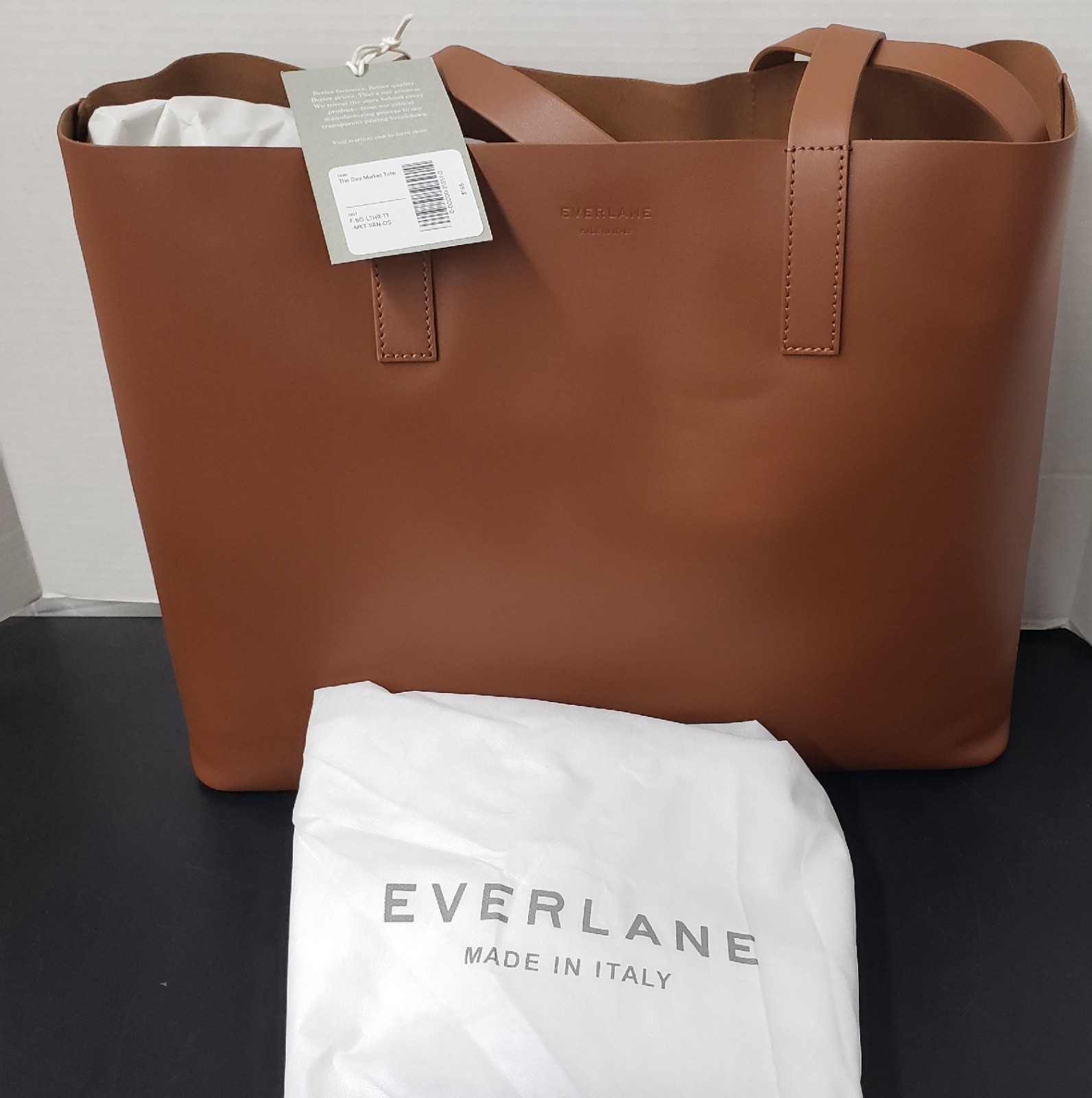 Everlane The Day Market Tote Brown Leather Handbag Made in Italy New With Tags