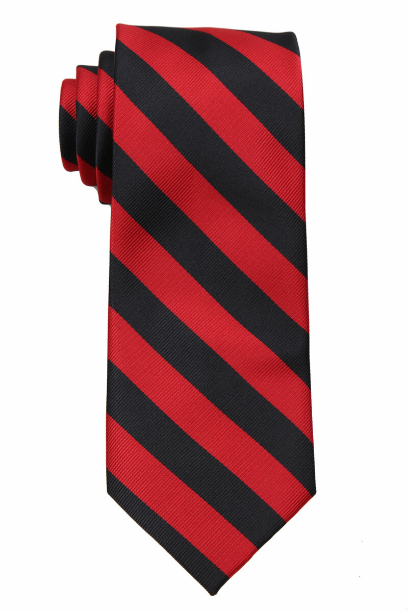 Men’s Red and Black Collegiate Striped Men’s Classic Necktie Schools Business