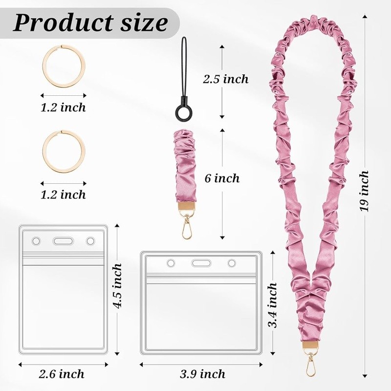 Teacher Scrunchie Lanyard W/ ID Holder Hands-Free Safety Breakaway Clasp 30 Inch
