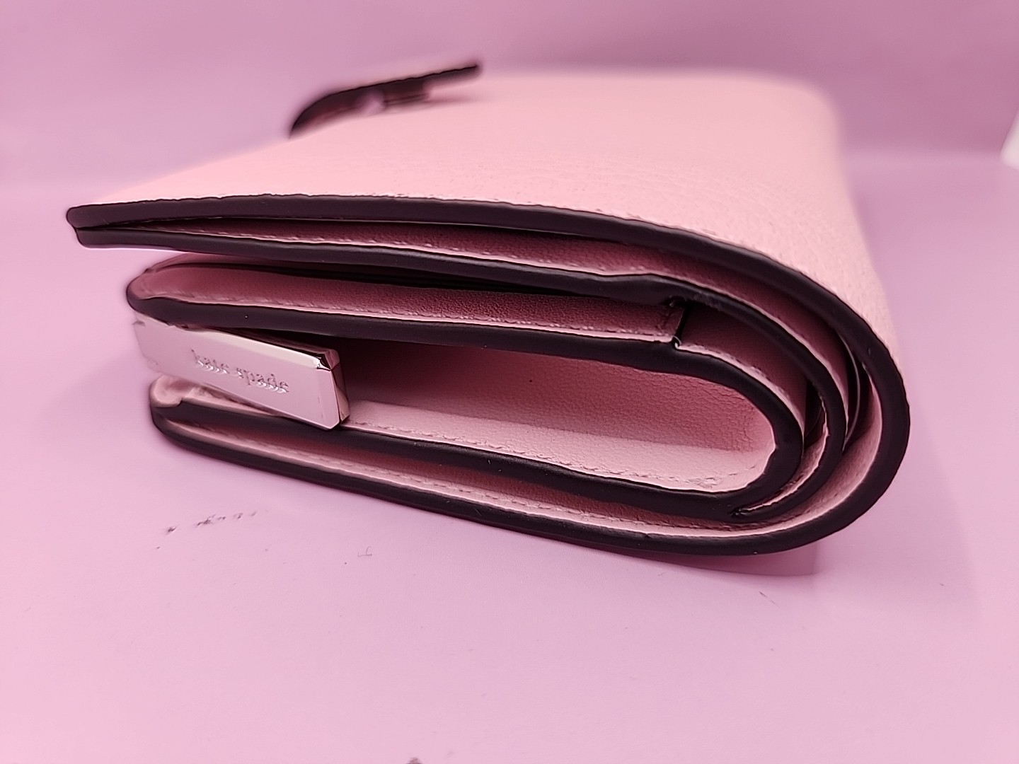 NEW Kate Spade Lena Medium Bifold Wallet Pastel Pink Pebbled Leather KH787