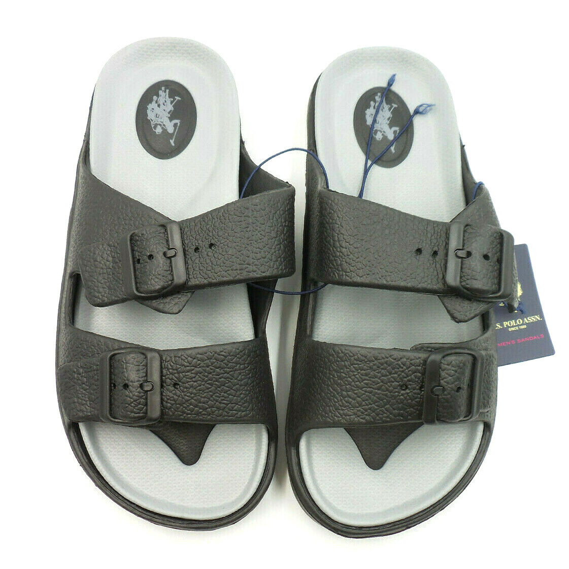 U.S. Polo Assn. Sandals Eco-Friendly Black Grey Buckle Slippers Multiple Sizes