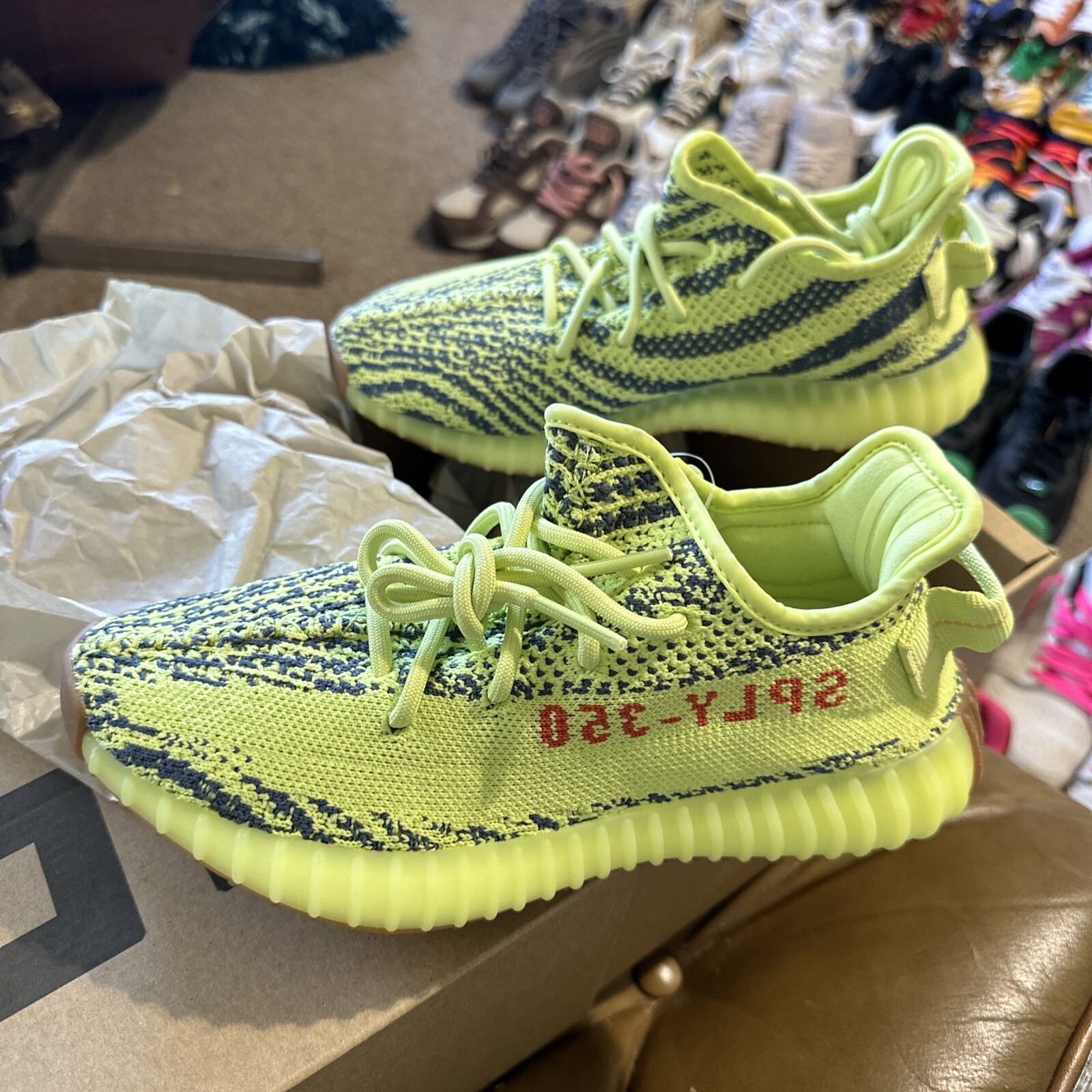 Size 5 Left And 6.5 Right – adidas Yeezy Boost 350 V2 Low Semi Frozen Yellow
