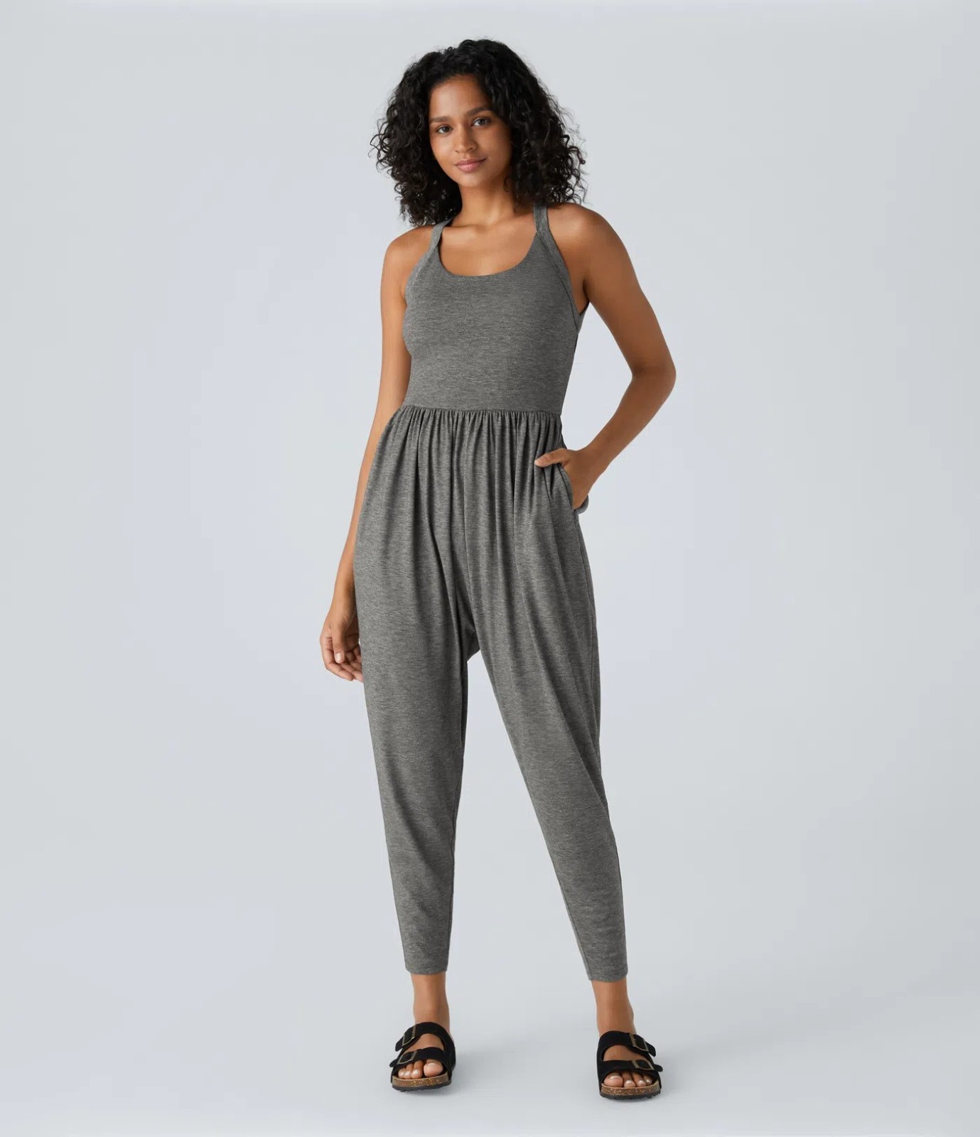 Backless U Neck Pocket Harem Casual Jumpsuit | Easy Peezy