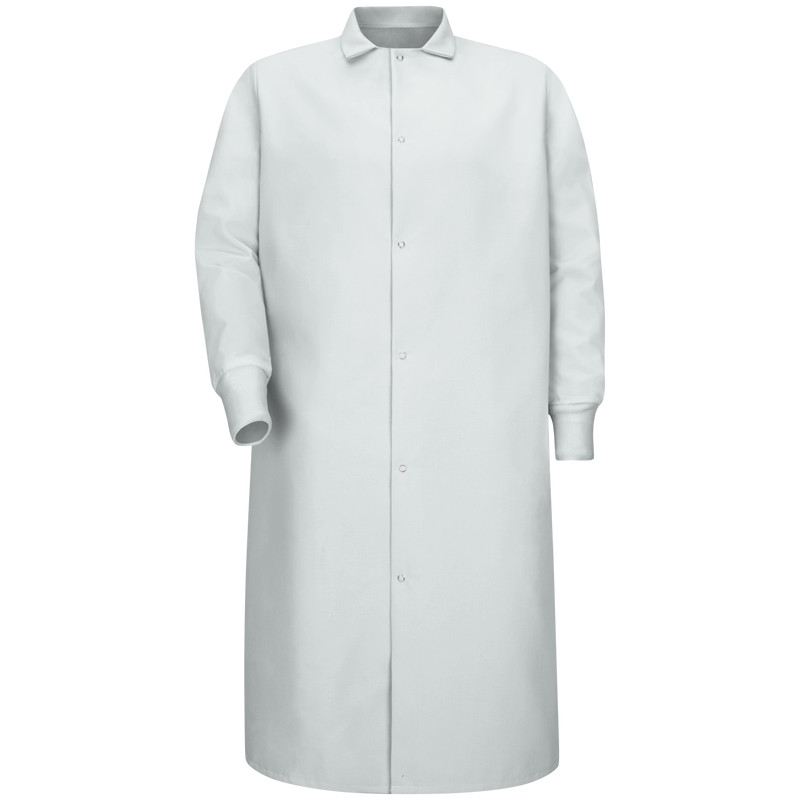 Red Kap Mens Gripper Front Spun Polyester Pocketless Butcher Coat With Knit Cuff