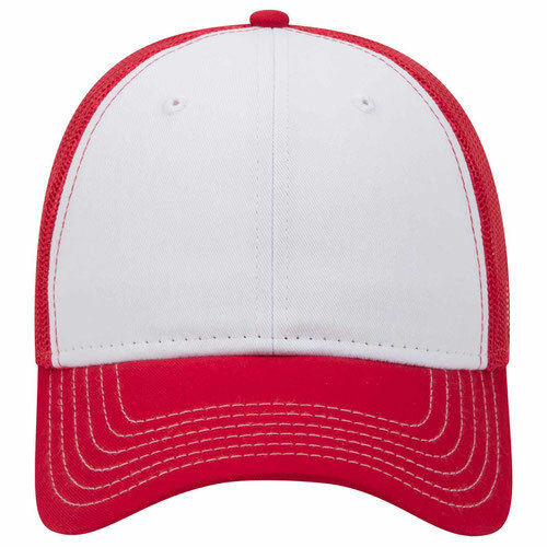 Red/White/Red Trucker Hat 6 Panel Low Profile Mesh Back Hat 1dz New 83-1239