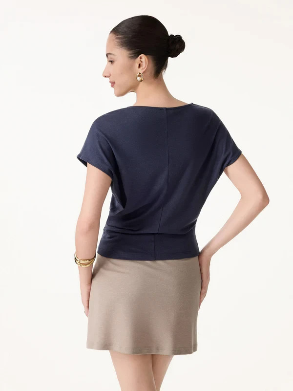 OGL Women’s Linen-Blend Round Neck Relaxed Summer Top – No Import Fees
