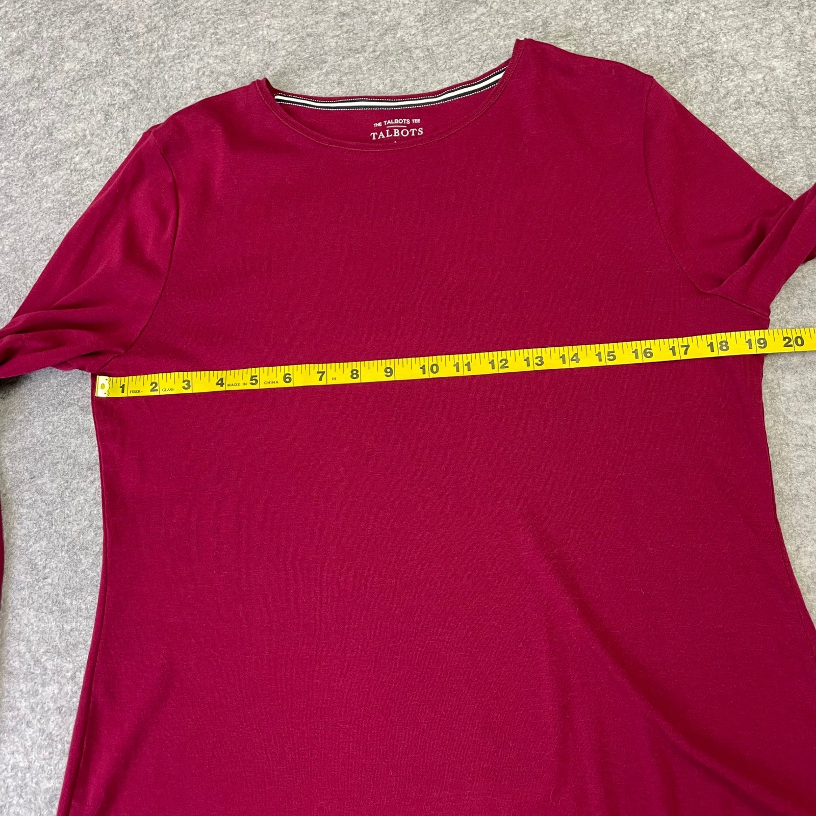 Talbots Tee Womens Large L Red Pima Cotton Long Sleeve Crew Neck Top Casual