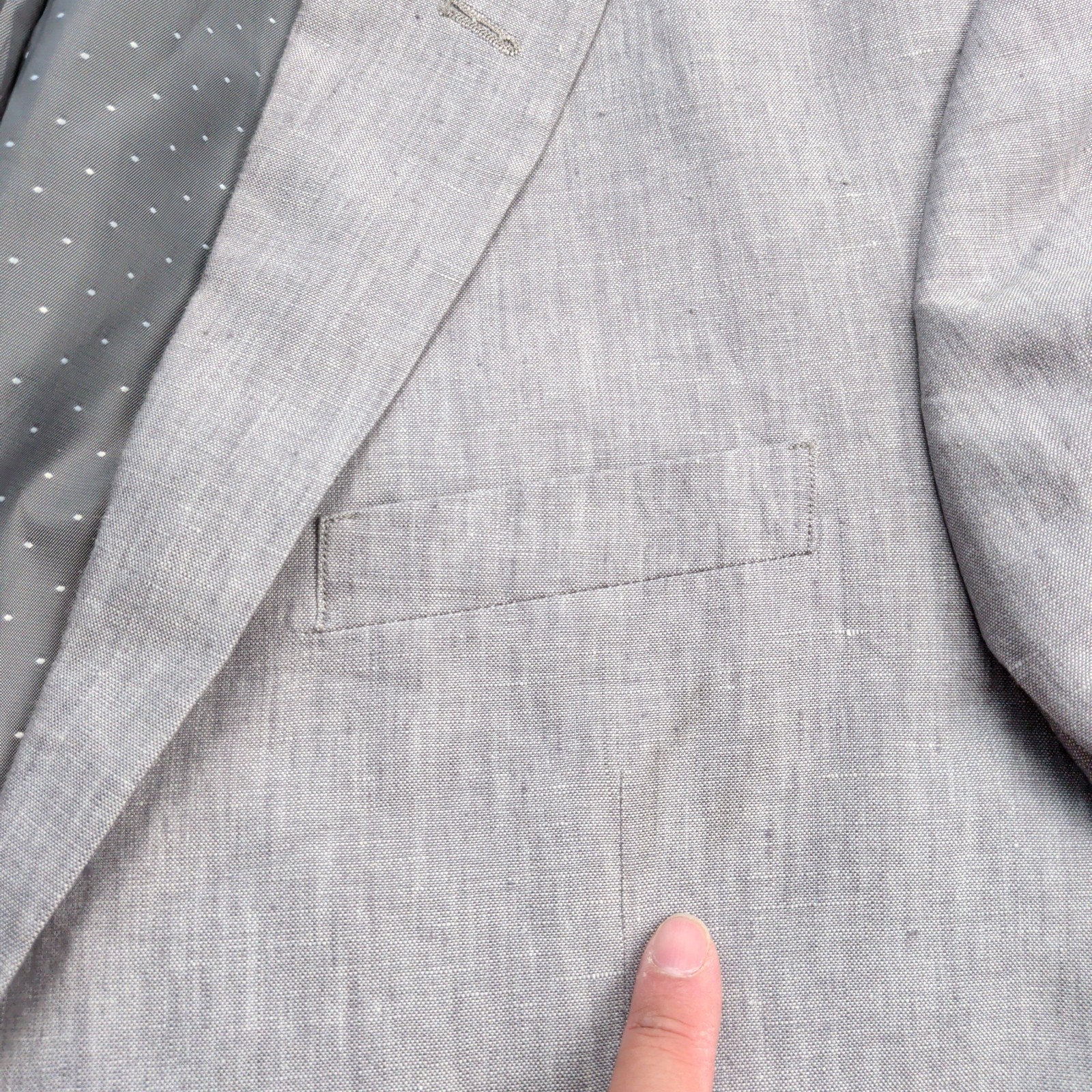 Tommy Hilfiger 100% Linen Sport Coat Blazer Mens 40R Gray Double Vented Jacket