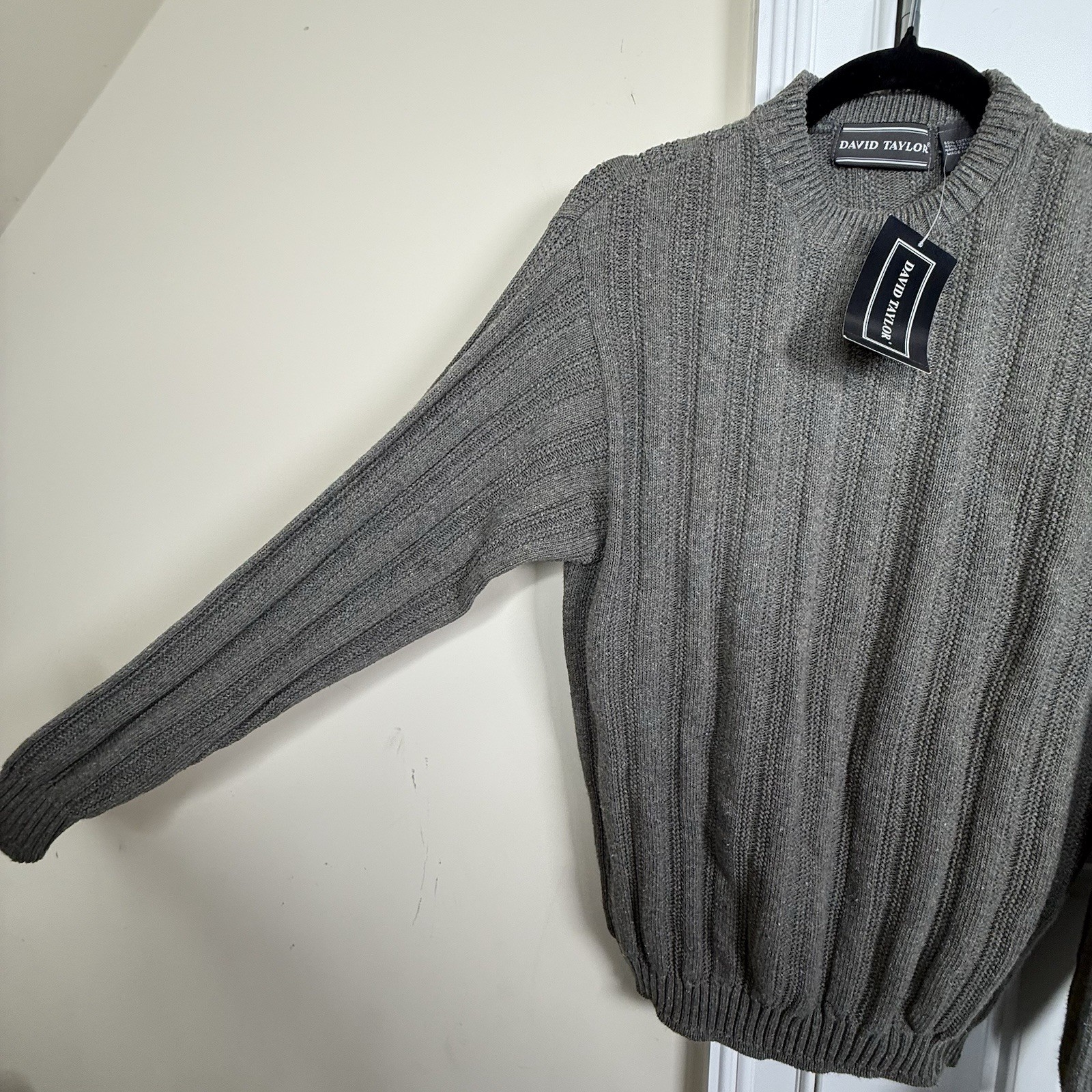 Vintage David Taylor Fisherman Sweater Men’s Medium Beige Chunky Cable Knit USA