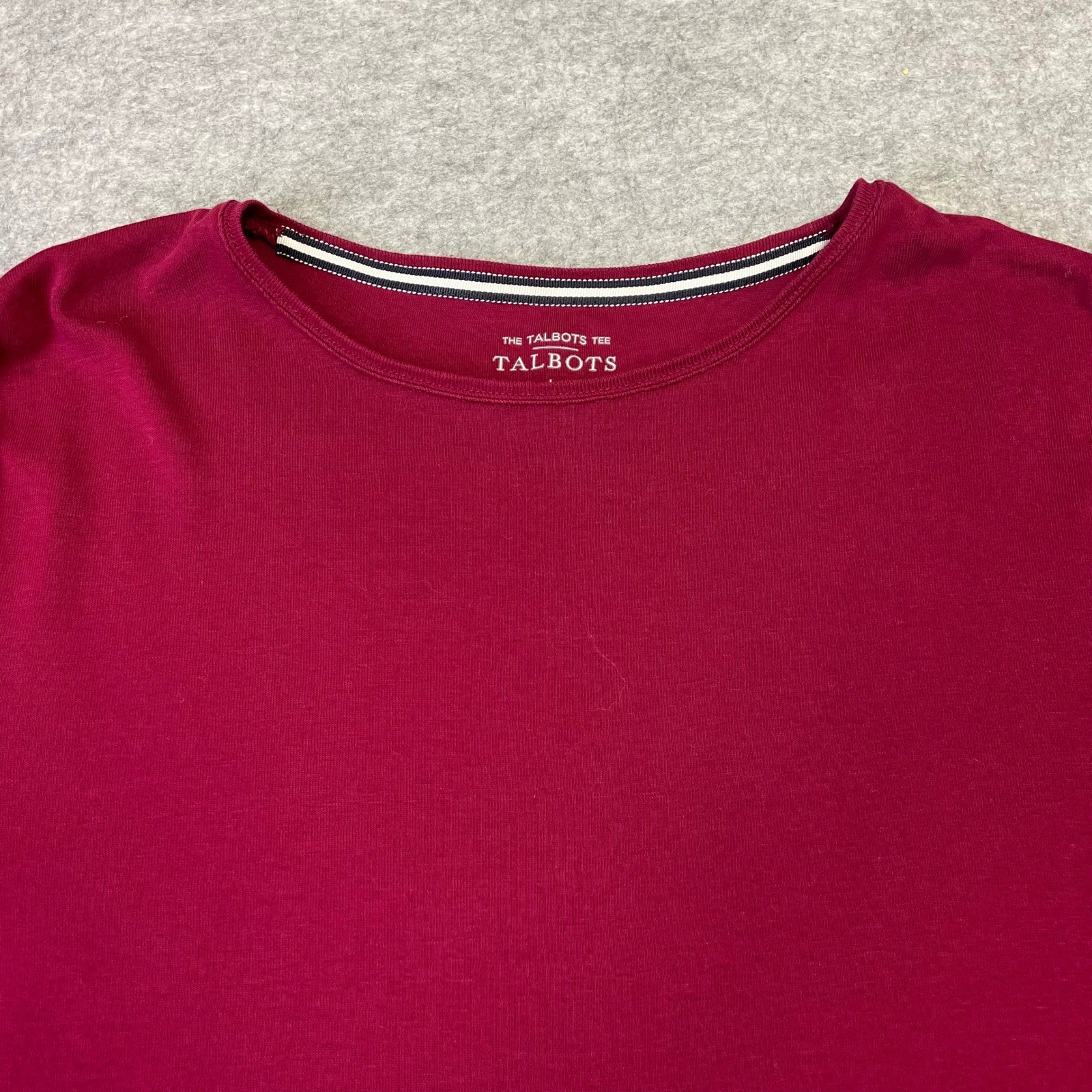 Talbots Tee Womens Large L Red Pima Cotton Long Sleeve Crew Neck Top Casual