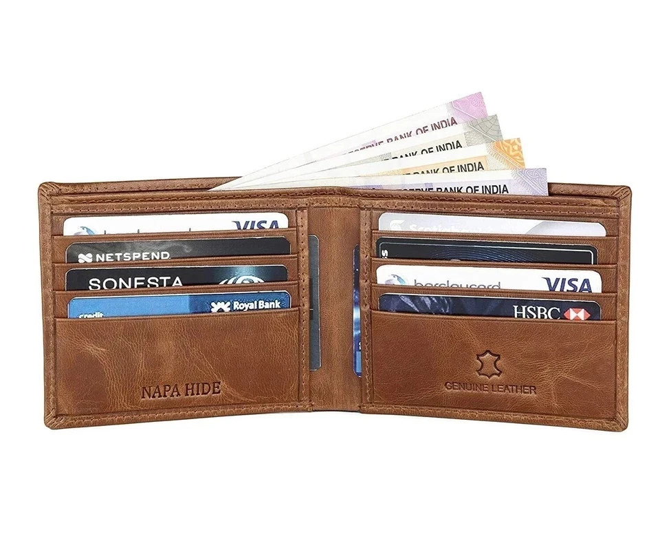 NAPA HIDE Leather Bifold Wallet RFID Blocking Stylist Wallet Daily GIFT UNISEX