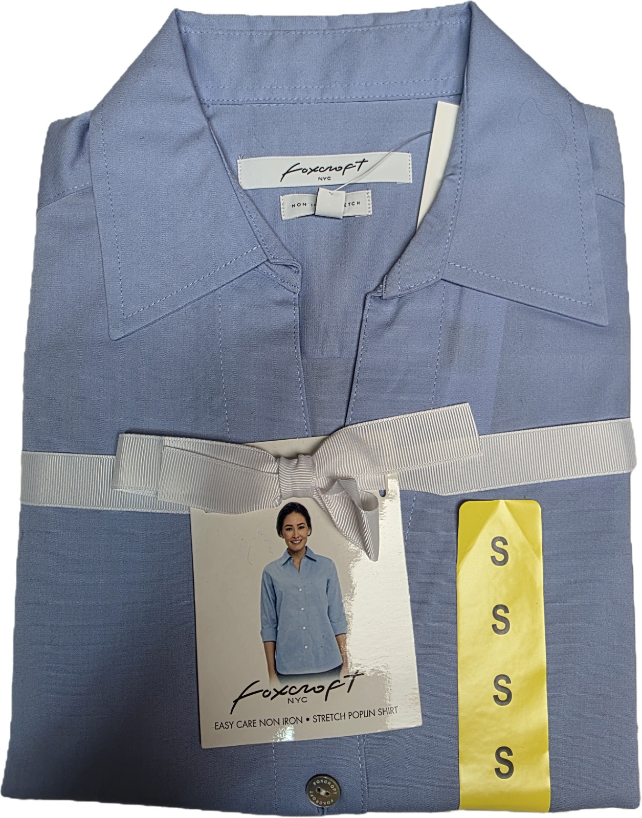 NEW Foxcroft Womens Collared Button Down Dress Shirt Easy Care Poplin Blouse