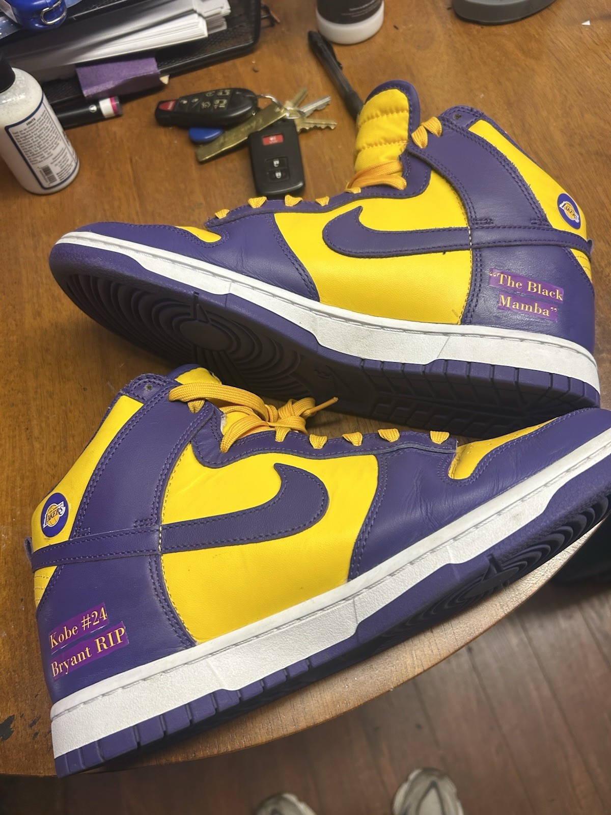 Custom Nike Dunk High Retro Lakers Kobe Bryant Mamba Sz 11 Purple Gold DD1399-50