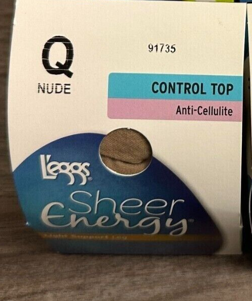L’eggs Sheer Energy Control Top Anti-Cellulite Leg Pantyhose, Q Nude 91735