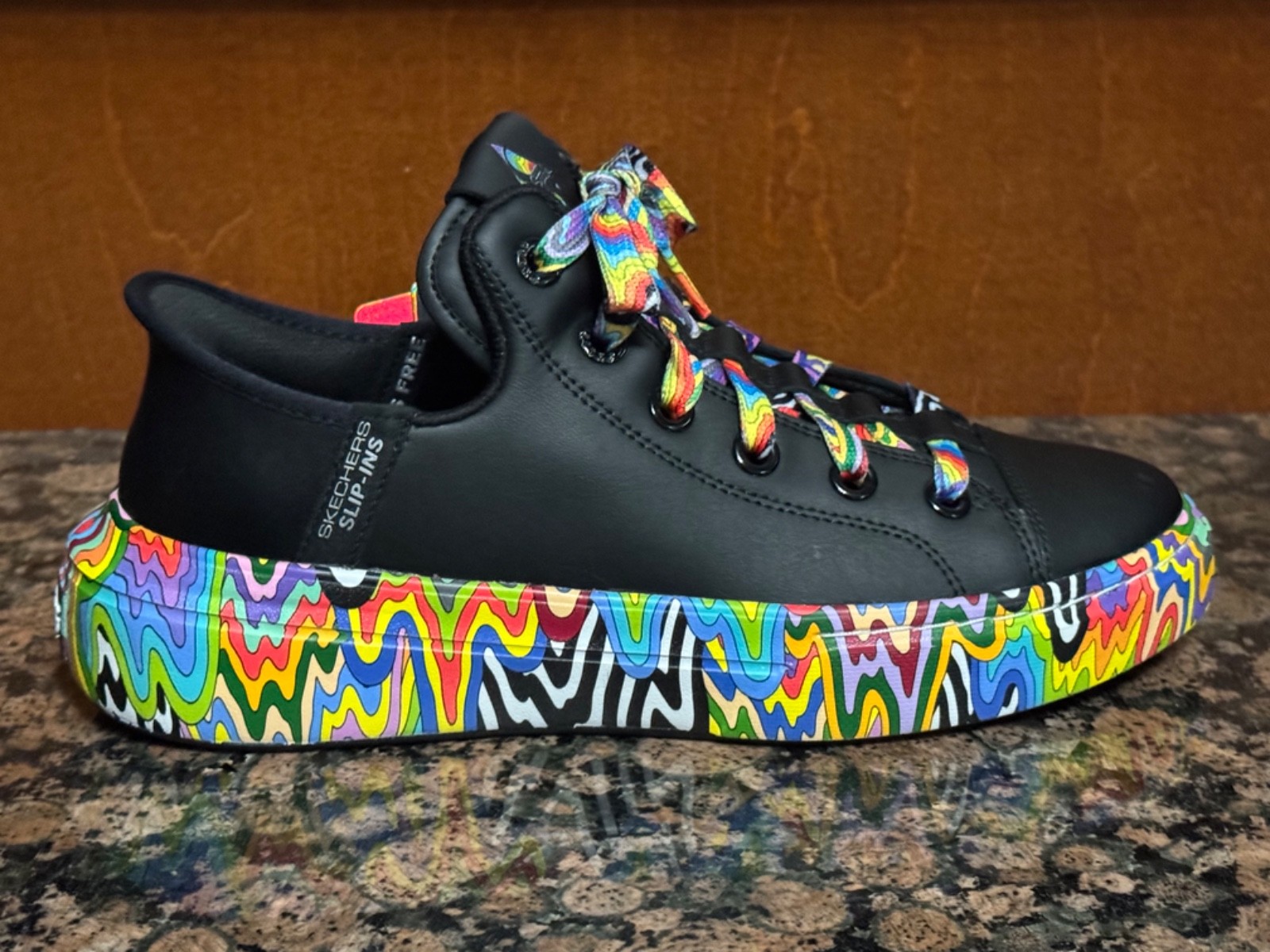 New! Mens SKECHERS SLIP-INS SNOOP ONE JEN STARK DOGGY DRIP SNEAKERS BLACK