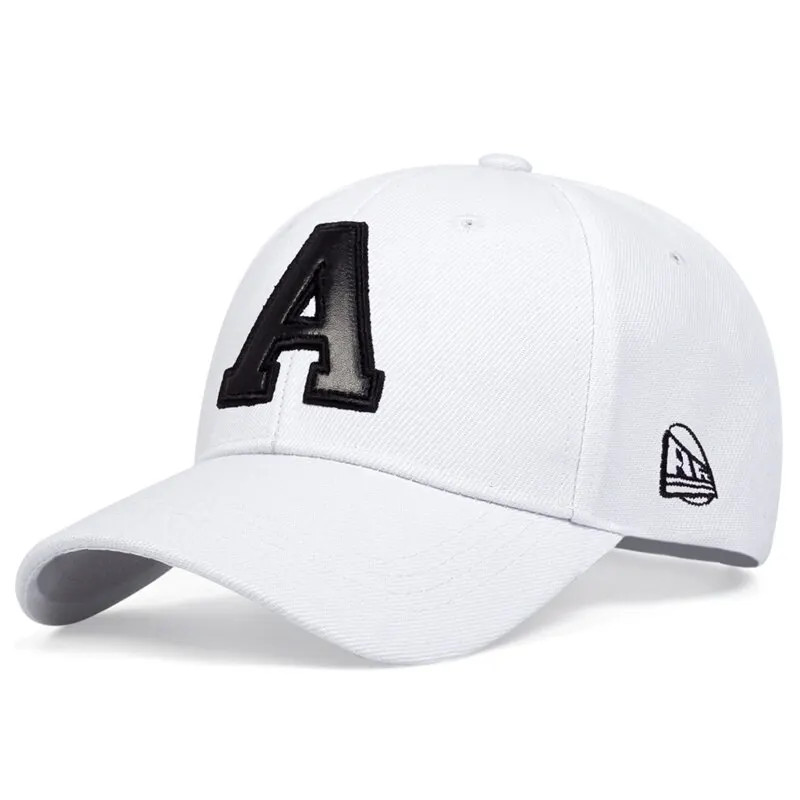 Unisex A Letter Leather Label Embroidery Snapback Baseball Caps Spring and