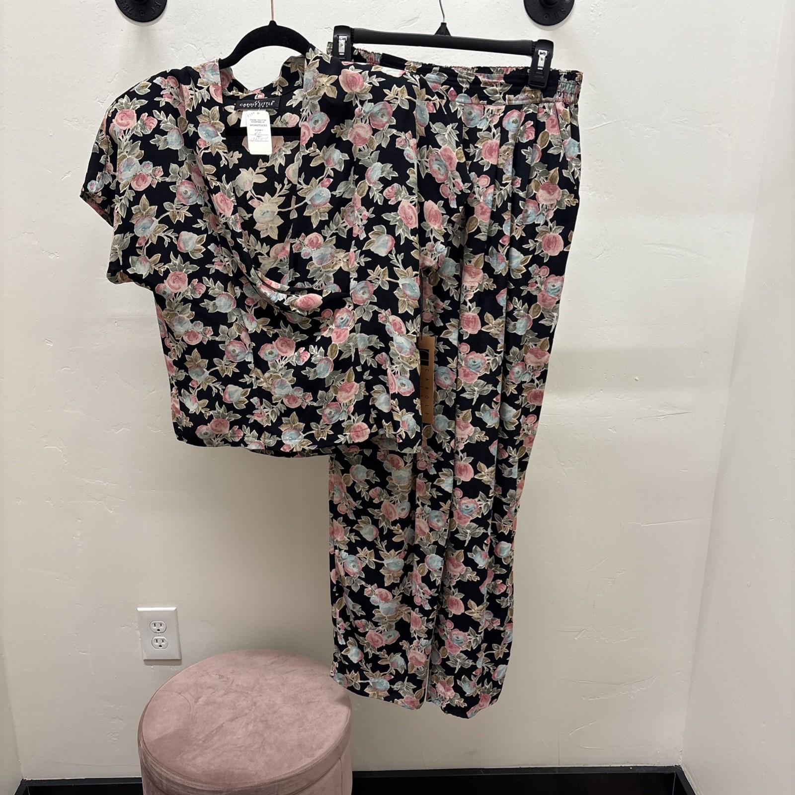 VTG Carole Little 2-Pc Set NWT Floral Shirt and Pant Grandma Core Large size 12