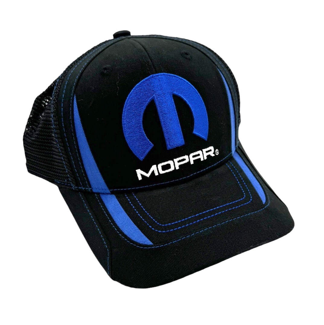 Black & Blue MOPAR “M” Logo Air Mesh Trucker Hat Cap