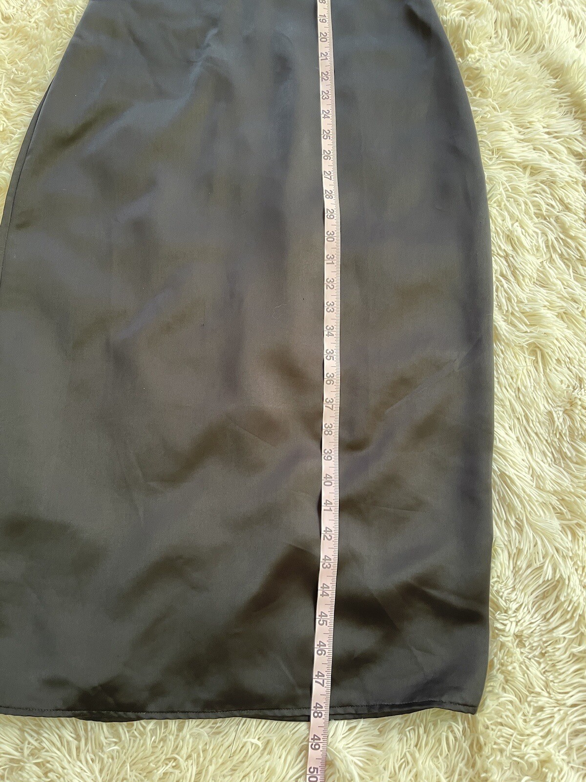 Jason Wu Satin Deep U Neck Halter Midi Dress back slit zip black size M