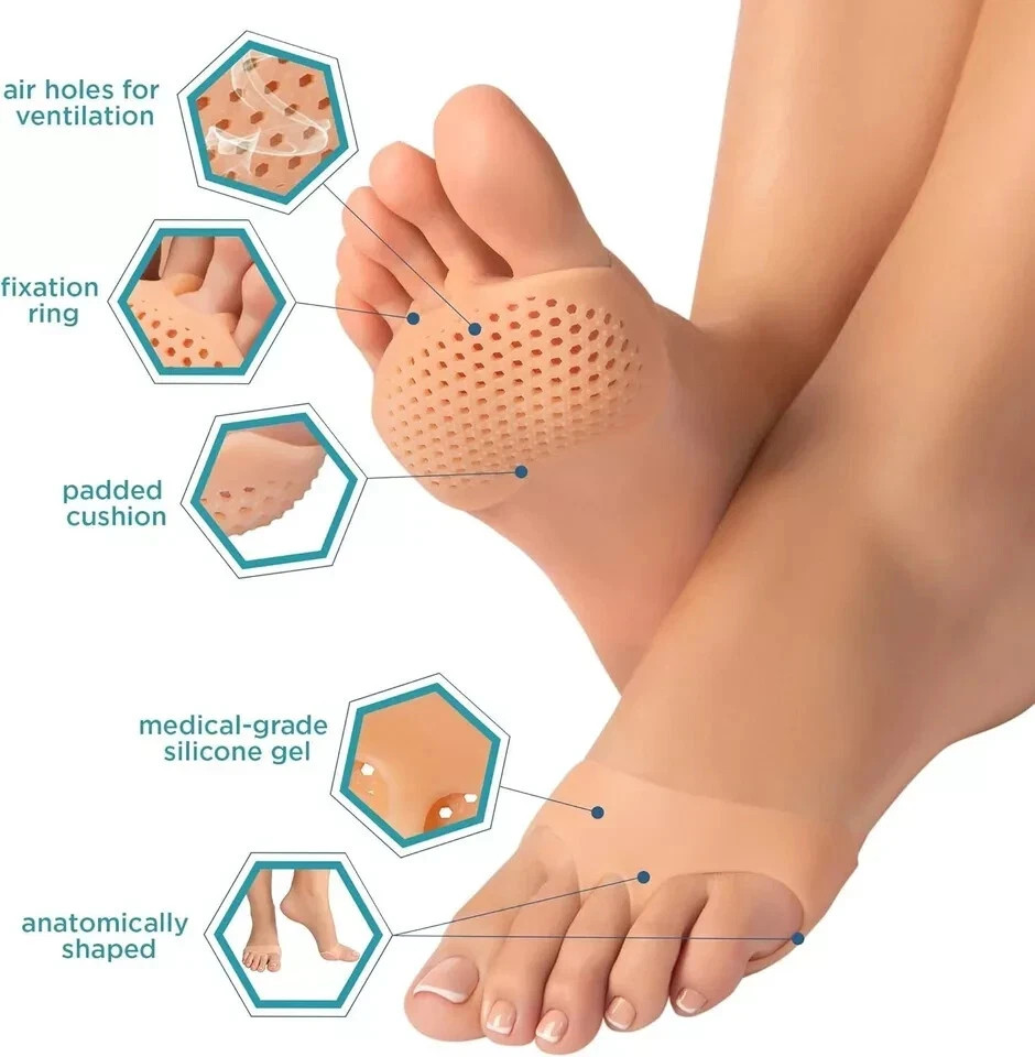 Metatarsal Pads for Ball of Foot Pain Relief – Gel Cushions for Forefoot Support