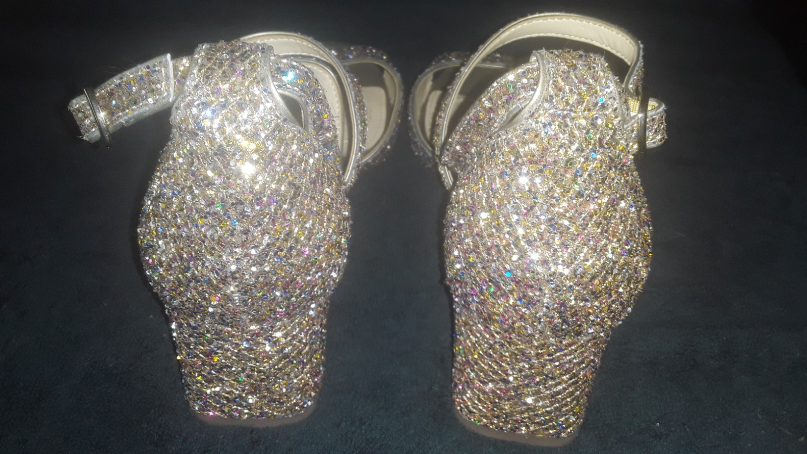 ALEX MARIE GLITTER RHINESTONE BLOCK HEEL SANDALS WOMENS SIZE 8.5 NEW WITHOUT BOX
